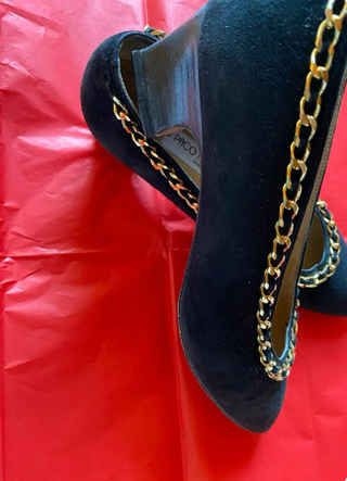 Zapatos Paco Herrero ante negro cadena T37