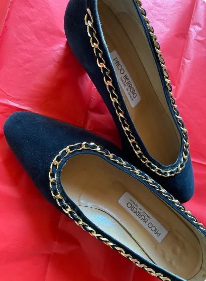 Zapatos Paco Herrero ante negro cadena T37