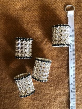 Cuentas Tambor Metal Strass Negro Plata