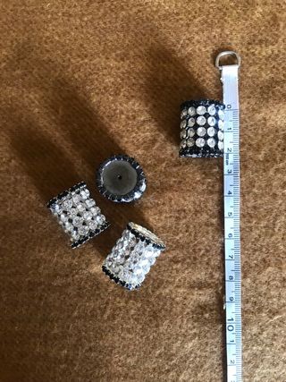 Cuentas Tambor Metal Strass Negro Plata