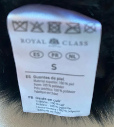 Guantes piel negros talla S con pelo