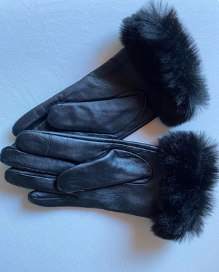 Guantes piel negros talla S con pelo