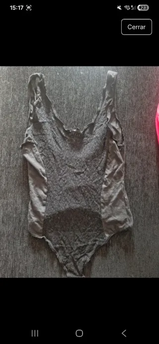 Body de encaje gris y negro