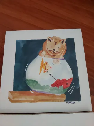 2 Quadri di gatti ad acquerello