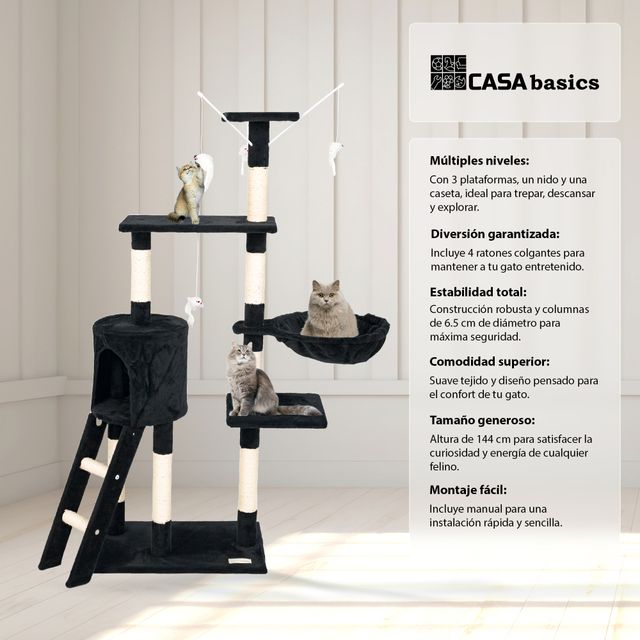 Albero per gatti graffiatoio NANI Nero