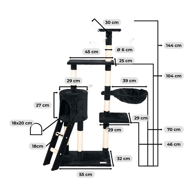 Albero per gatti graffiatoio NANI Nero
