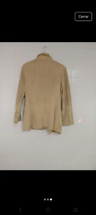 Cazadora Mango Piel Porcina Talla L Beige