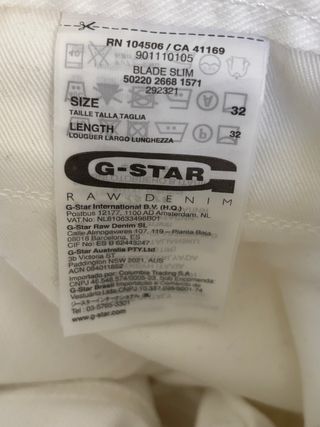 Pantalón G-Star Raw Blanco Talla 32/32