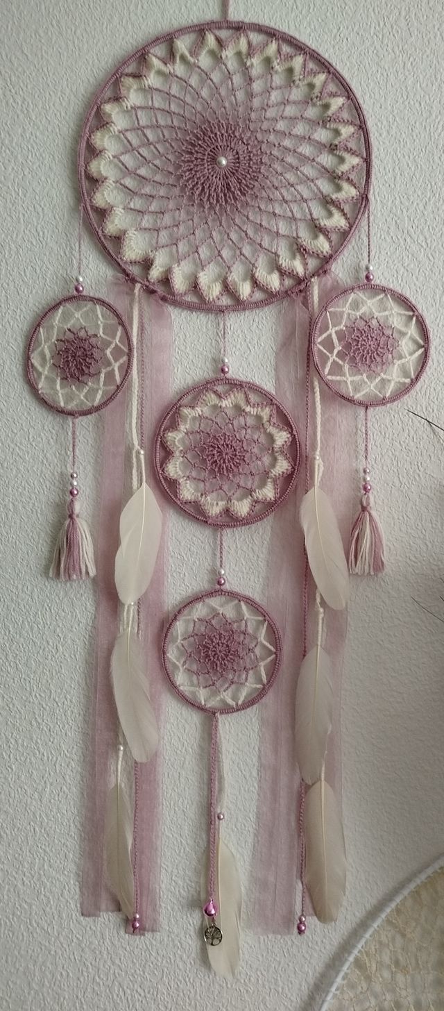 Atrapasueños 30 cm x 1 metro - violeta y crudo