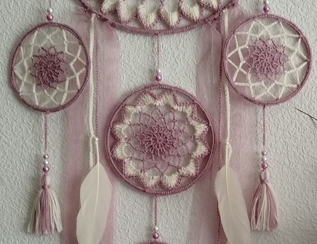 Atrapasueños 30 cm x 1 metro - violeta y crudo