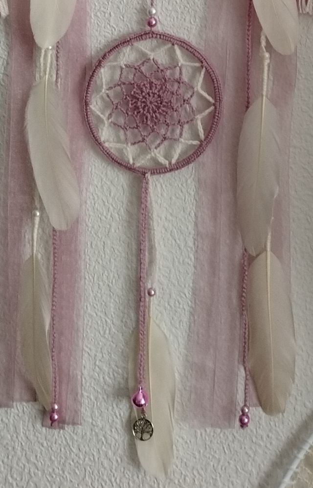 Atrapasueños 30 cm x 1 metro - violeta y crudo