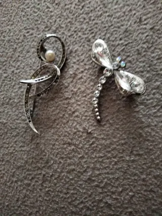 Lote de 2 Broches Joya Perla y Libélula