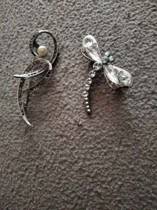 Lote de 2 Broches Joya Perla y Libélula