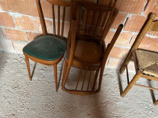 Sedie vintage legno marrone e seduta verde