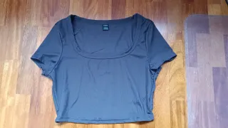 Top Shein escote cuadrado gris talla L