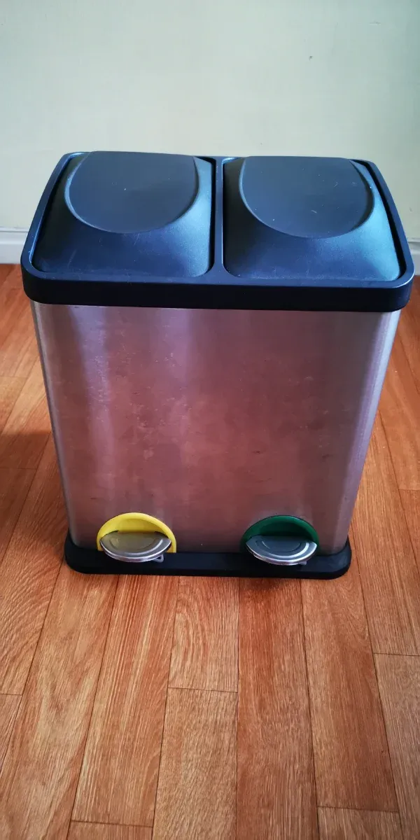 Cubo reciclaje doble pedal inox