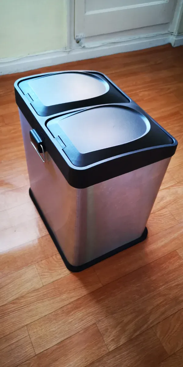Cubo reciclaje doble pedal inox
