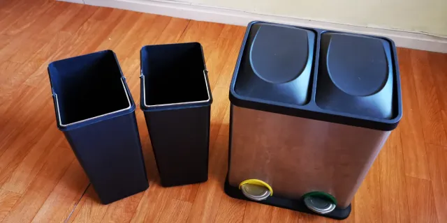 Cubo reciclaje doble pedal inox