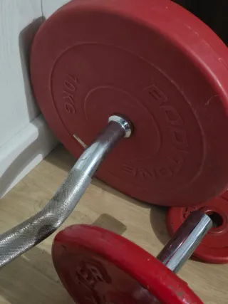 Lote pesas, mancuernas y barra Z