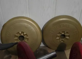 Lote pesas, mancuernas y barra Z