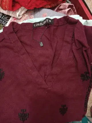 Ropa Pakistán India Bordada Rosa Blanco