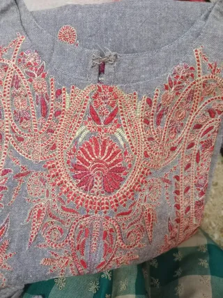 Ropa Pakistán India Bordada Rosa Blanco