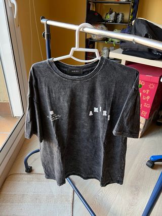 Camiseta Amiri gris efecto desgastado