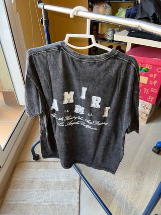 Camiseta Amiri gris efecto desgastado