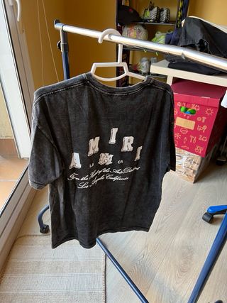 Camiseta Amiri gris efecto desgastado
