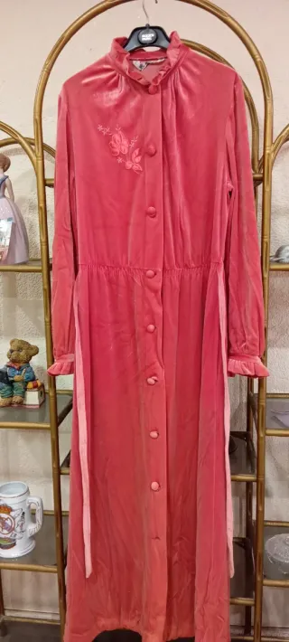 Bata larga terciopelo mujer rosa