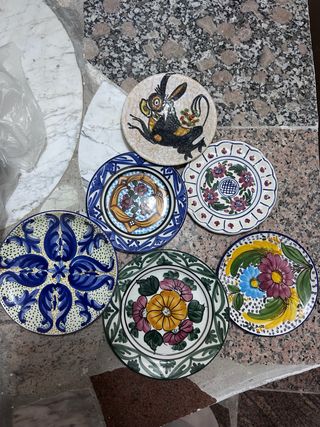 Lote 6 Platos Decorativos Cerámica