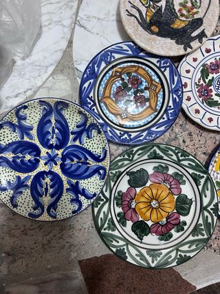 Lote 6 Platos Decorativos Cerámica