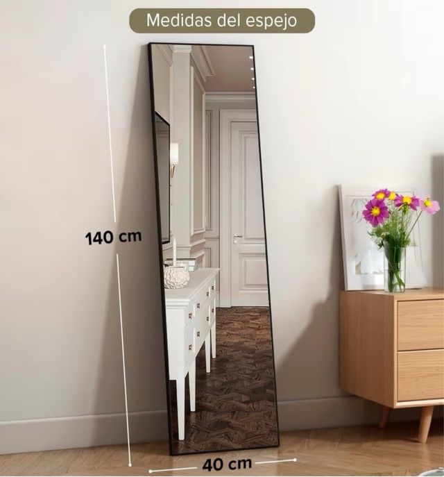 Espejo cuerpo entero negro. Medidas 150x40