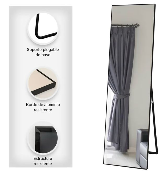 Espejo cuerpo entero negro. Medidas 150x40