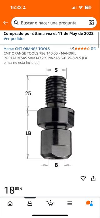 CMT Mandril Portafresas 796.140