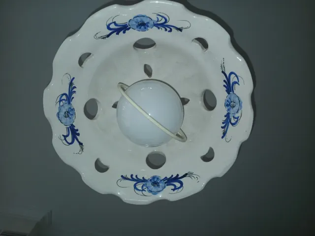 Lámpara de cocina cerámica azul y blanca