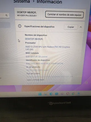 Packard Bell ultrafino negro/plateado