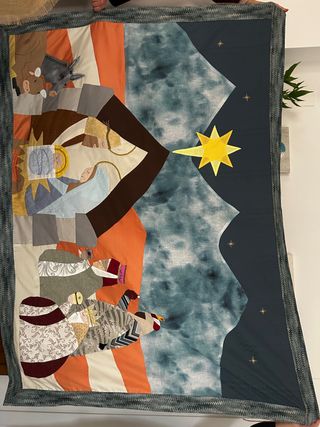 Cubrebalcón patchwork artesanal personalizable