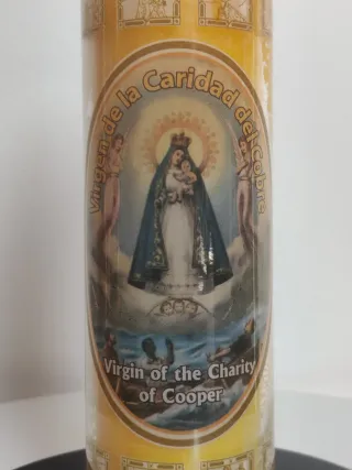 Candela Vetro Gialla Vergine Caridad del Cobre