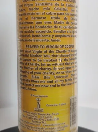 Candela Vetro Gialla Vergine Caridad del Cobre