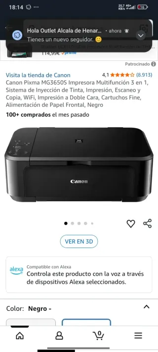 Canon Pixma MG3650S Impresora 3 en 1