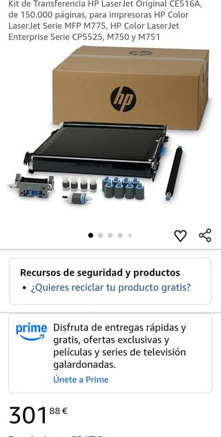 Kit de Transferencia HP CE516A Original para LaserJet M750/M775