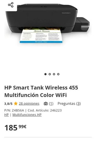 HP Smart Tank Wireless 455 All-in-One Impresora Multifunción Wi-Fi Color