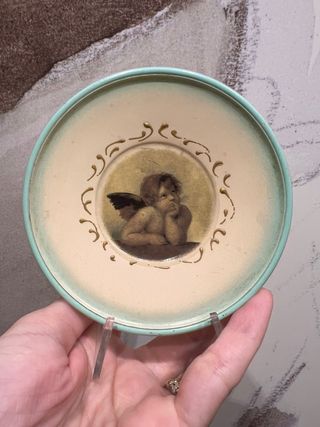 Piattino vintage con angelo presenti segni