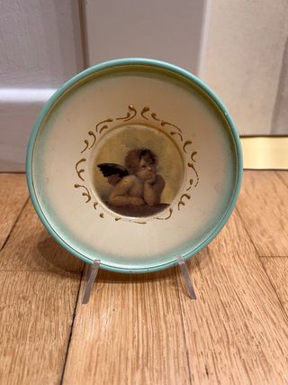 Piattino vintage con angelo presenti segni