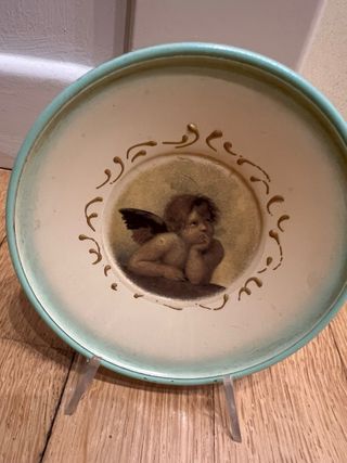 Piattino vintage con angelo presenti segni
