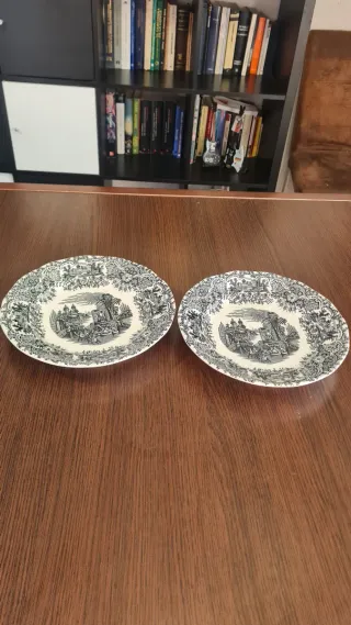 Dos Platos de Loza La Cartuja de Sevilla Pickman.