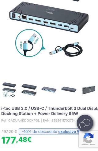 Estación Docking i-tec Dual Display USB-C/USB-A 65W