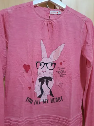 Camiseta Boboli rosa manga larga