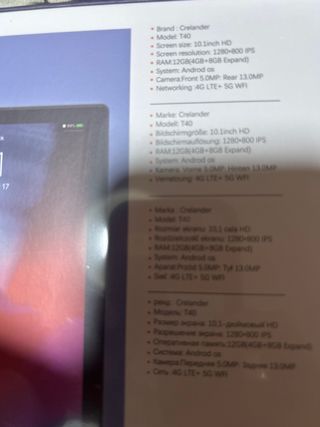 CRELANDER T40  pro 10.1 Android Tablet PC